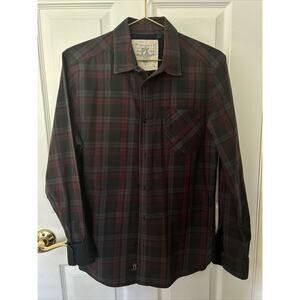 PX Clothing Premium Xpression Men Small Red Black Flannel Shirt Flip Cuff Black